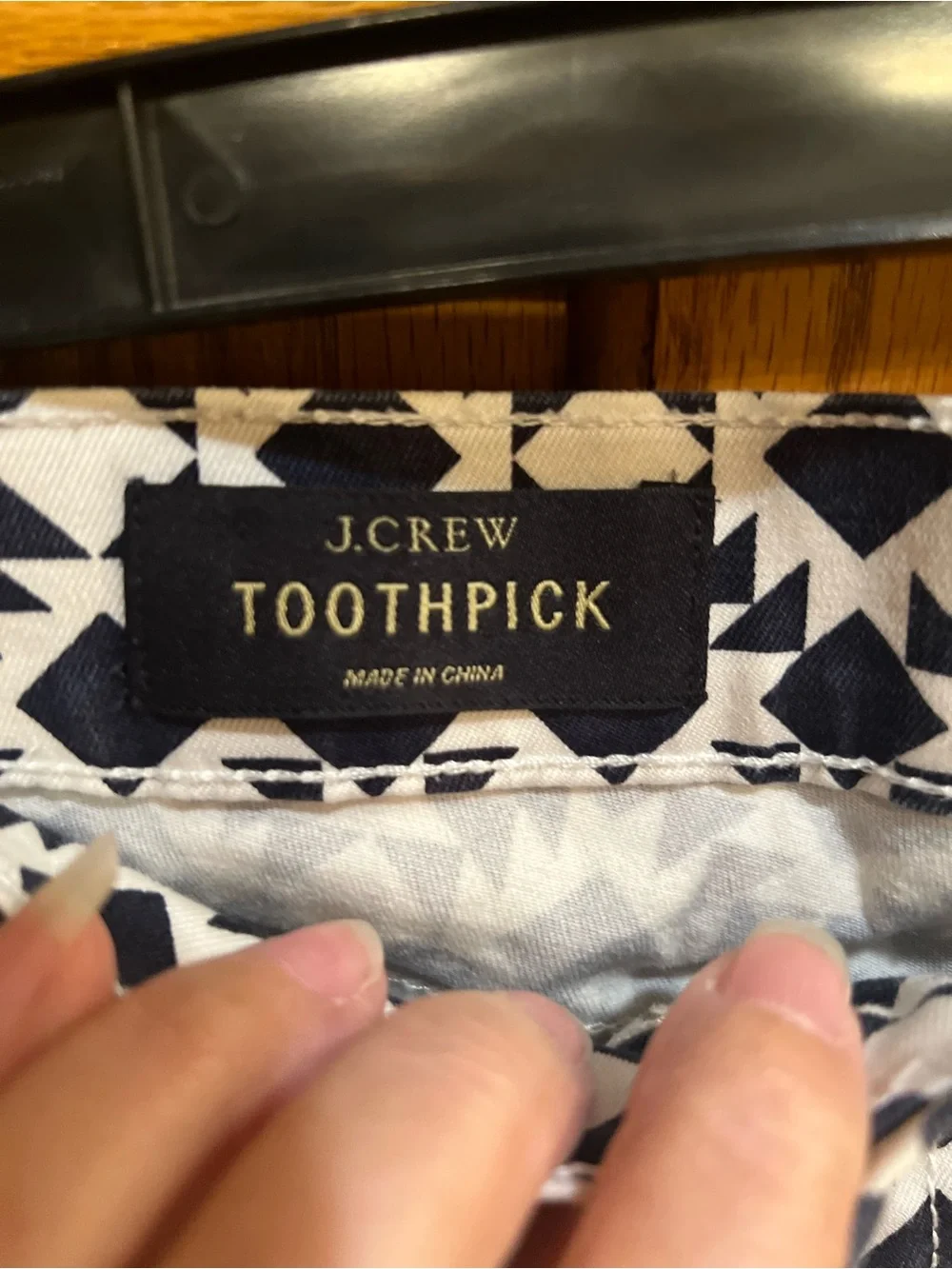 J Crew Black and White Geometric Print Toothpick Pants